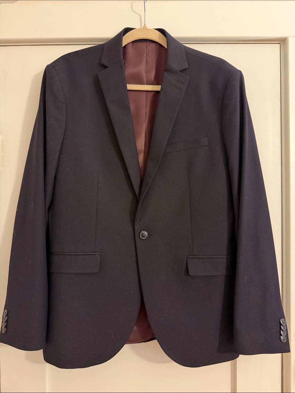 Topman Men’s Deep Burgundy Wine Textured Slim Fit Blazer 40R